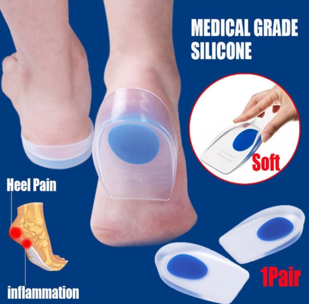 DHRUVINSRI Gel Heel Cups Silicon Heel Pad for Heel Ankle Pain