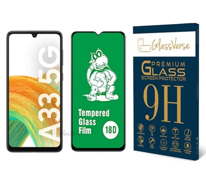 GlassVerse 18D Tempered Glass With Inbuilt Airbag Borders For Samsung Galaxy A33 5G Smartphone(Pack Of 1) With Free Installation Kit. Full Screen Coverage. If Received Damaged-6.4 Inch GlassVerse 18D Tempered Glass With Inbuilt Airbag Borders For Samsung