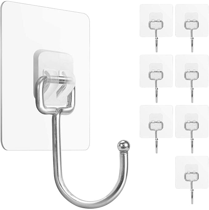 JIALTO 5Pcs Large Adhesive Hooks 22Ib(Max), Waterproof and Rustproof Wall Hooks for Hanging Heavy Duty, Stainless Steel Towel and Coats Hooks to use Inside Kitchen, Bathroom, Home and Office