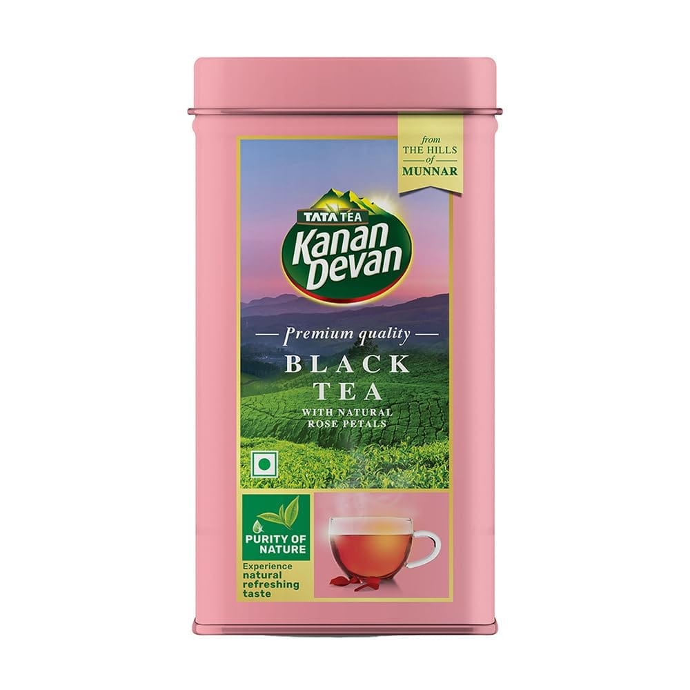Kanan Devan Tata Tea, Premium Black Tea, With Natural Rose Petals, From The Hills Of Munnar, Flavoured Tea, 125G - Granule