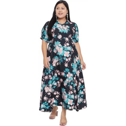 Women's Polyester Fit and Flare Green Dress Size 4XL (Multicolor)