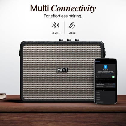 Mivi Superbox Classic [Newly Launched] Premium & Powerful 120W Wireless Bluetooth Portable Speaker with Rotating knobs for Bass, Treble & Volume, Built-in Subwoofer, AUX, USB Charging, Made in India. Mivi Superbox Classic [Newly Launched] Premium & Power