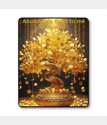 Livin'luxe Golden Money Tree Wall Art Black Frame Sparkle Lamination with Abundance Affirmation for Wealth Decor