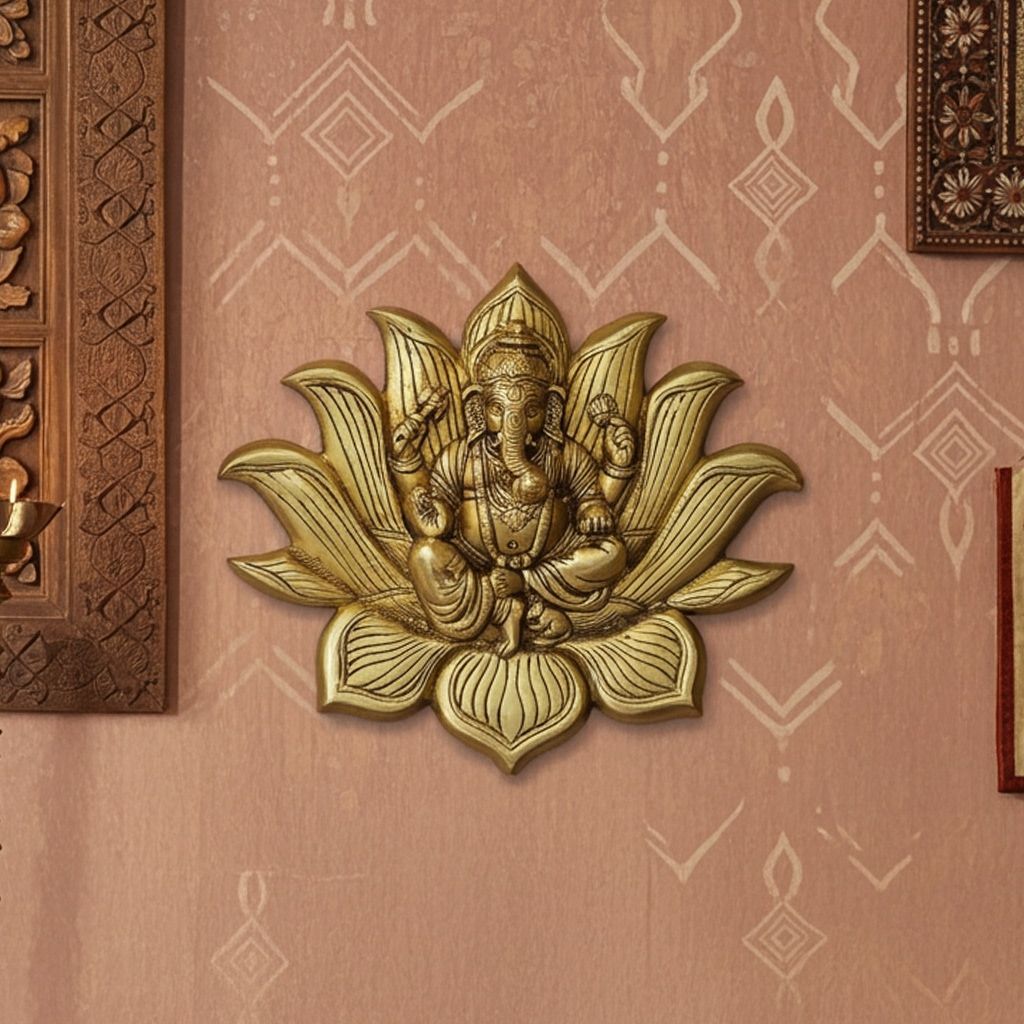 Brass Showpiece Kamal Ganesh God Idol Statue (BSMAS1782 G)