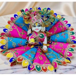 Multicolour Laddu Gopal Ji Dress with Turban  Handcrafted Devotional Wear
