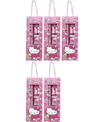 Eclet Stationery 2 Pencils, 1 Ruler,1 Sharpener and a Eraser Set Gift Pack for Birthday Return Gifts Combo Theme Party Stationery Item for Girls, Boys, and Kids School (Set of 5pc )