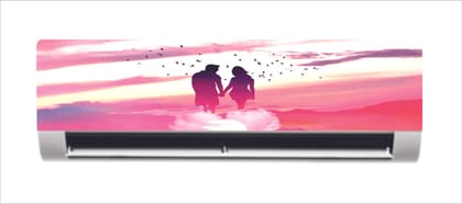 DreamKraft Romantic Couple with Flying Birds in Sky AC Sticker (Multicolor PVC Vinyl, 30cm X 91cm)