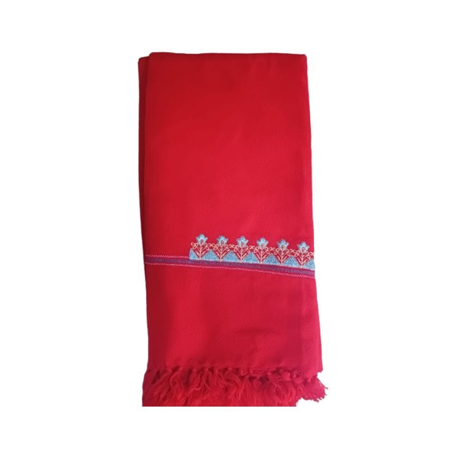 Red Embroidered Floral Shawl