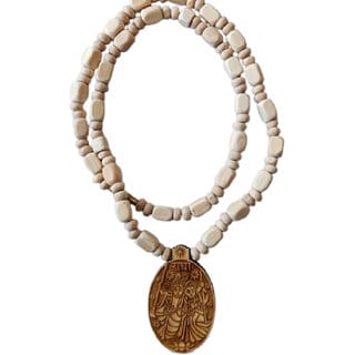 Radhe Krishna Tulsi Mala Beads Wood Necklace