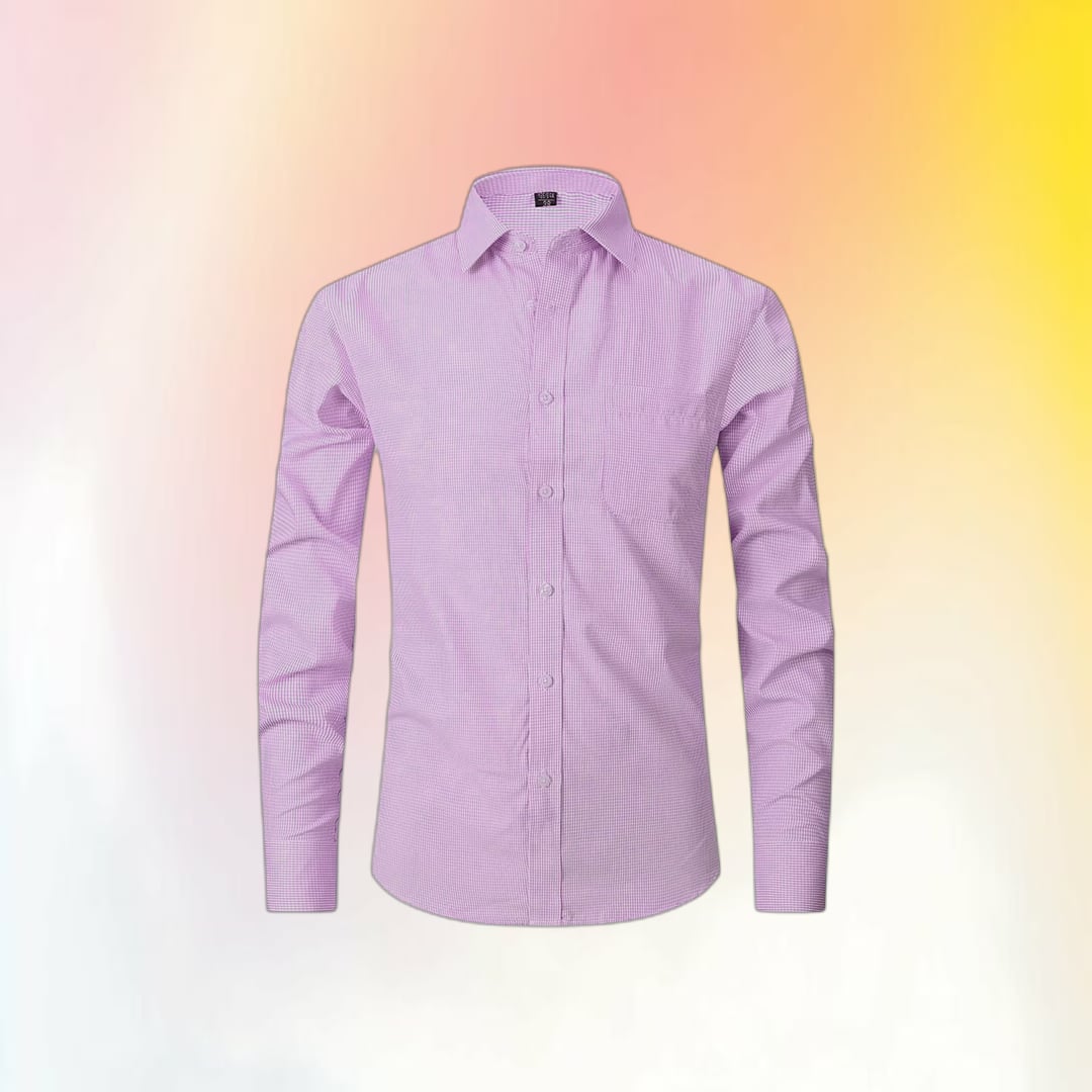 Men's Formal Gingham Check Shirt (Light Purple) | Classic Fit | Office & Business Wear