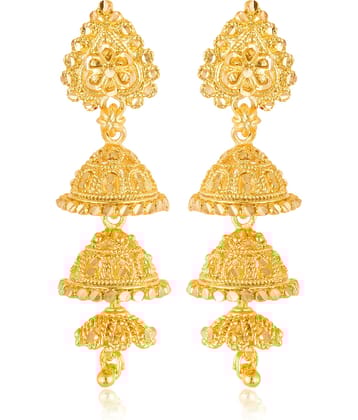 VIVASTRI Golden Jhumki Earrings ( Pack of 1 )