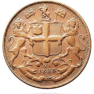 1 Quarter Anna 1835 British India old Copper Rare Coin Silver Plated Edition