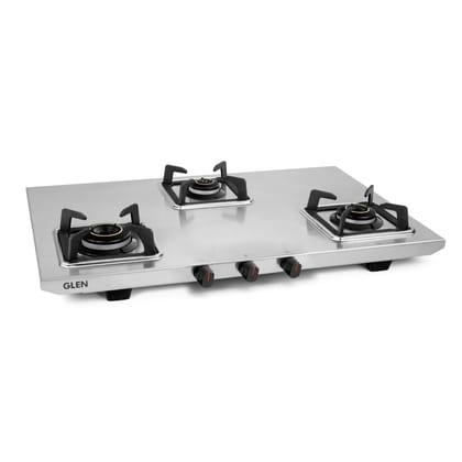 3 Burner Ultra Tuff Stainless Steel Gas Stove with High Efficiency Forged Brass Burners - Manual/Auto Ignition (CT1053UTDTSS)