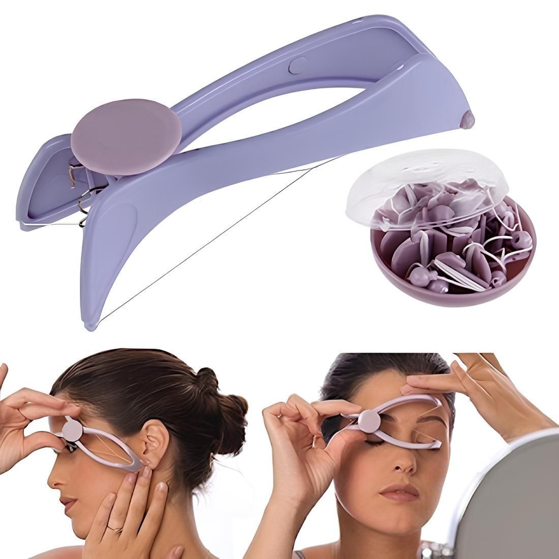 Portable Facial Hair Threading Remover with Extra Threads | Manual Thread Epilator for Upper Lip, Chin, Forehead & Sideburns | Gentle on Skin, No Chemicals | Compact, Travel-Friendly Hair Removal Tool (Original Quality)