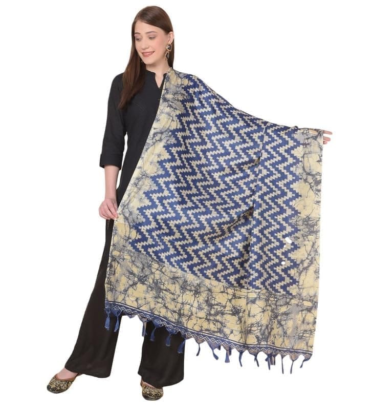 Women's Art Silk Printed Dupatta (Blue)-PID47020