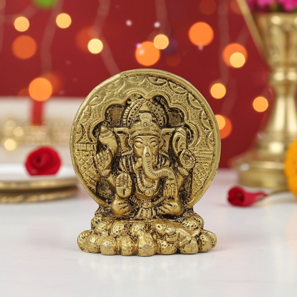 Brass Showpiece Ganesh Ji God Idol Statue (BSMAS1713 G)