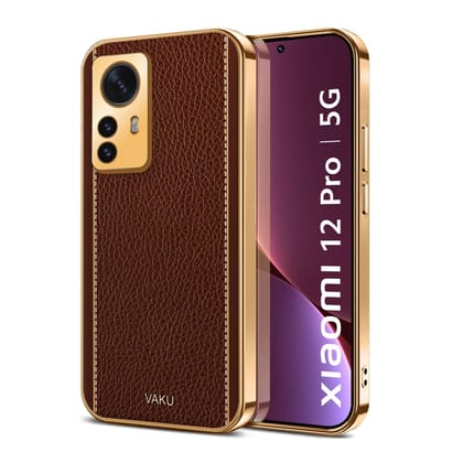 Vaku Luxos Luxemberg Back Cover for Xiaomi 12 Pro 5G with Leather Pattern Gold Electroplated Soft TPU Cover Scratch Resistant Camera Protector Shockproof Protective Case- Brown Vaku Luxos Luxemberg Back Cover for Xiaomi 12 Pro 5G with Leather Pattern Gold Electroplated Soft TPU Cover Scratch Resistant Camera Protector Shockproof Protective Case- Brown