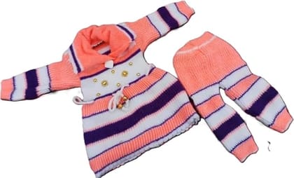 Tech & Future Handmade Knitted Baby Set, Striped Sweater and Pants with Gold Buttons, Pink Blue White Multi-Color, 2-Piece Winter Outfit (0 Size) Tech & Future Handmade Knitted Baby Set, Striped Sweater and Pants with Gold Buttons, Pink Blue White Multi-Color, 2-Piece Winter Outfit (0 Size)