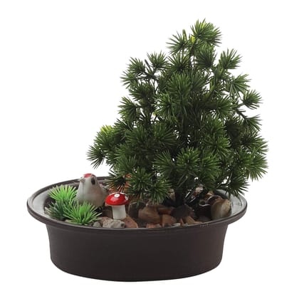 FOLIYAJ Artificial 3 Branch Bonsai Pine Tree with Bird|Bonsai Tree|Artificial Flower|with Pot|Home D�cor for Living Room Home Office Shop|House|Gift|Decoration FOLIYAJ Artificial 3 Branch Bonsai Pine Tree with Bird|Bonsai Tree|Artificial Flower|with Pot|Home D�cor for Living Room Home Office Shop|House|Gift|Decoration