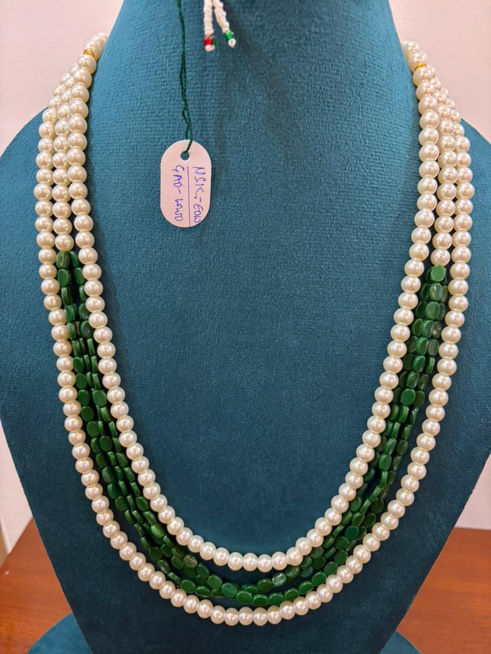 light weight dulha mala with green crystal