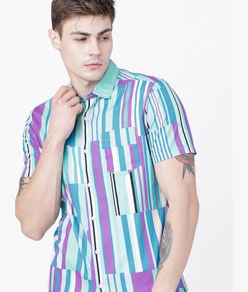 Locomotive 100% Cotton Slim Fit Printed Half Sleeves Men's Casual Shirt - Multicolor ( Pack of 1 )