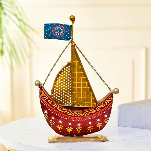 Metal Turkish Ship Boat Naav Showpiece - Home Decor Figurine for Living Room, Bedroom, Office Desk - Tabletop
