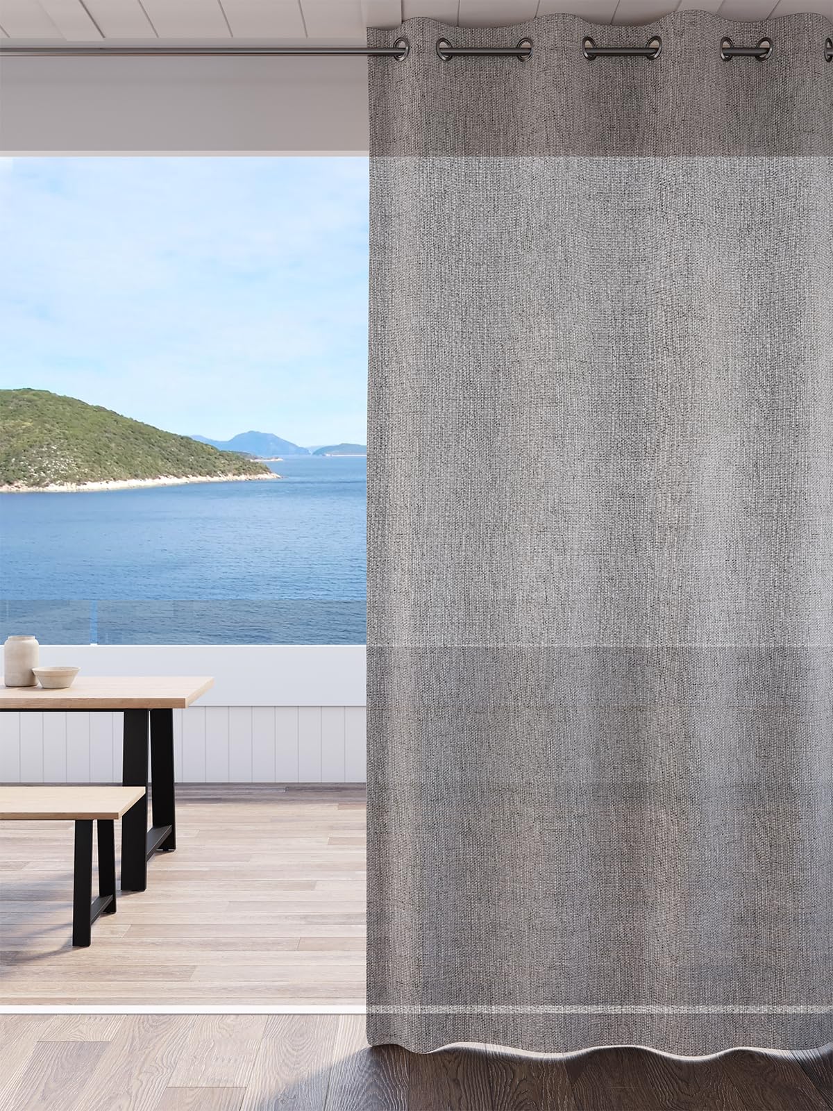 DDECOR - Pack of 1 Piece of 7FT Door Sheer Curtain, Beige