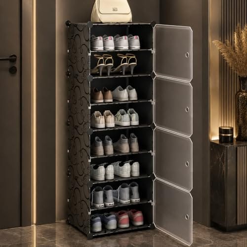 AYSIS Foldable Plastic Shoe Rack for Home, π ππ¨π¨π« π ππ‘ππ₯π Shoe Cabinet, Dustproof & Waterproof Organizer,