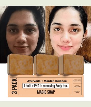 GOVAGGY Skin Whitening Ghar Soaps Sandalwood Saffron Magic Soap Soap for All Skin Type ( Pack of 3 )