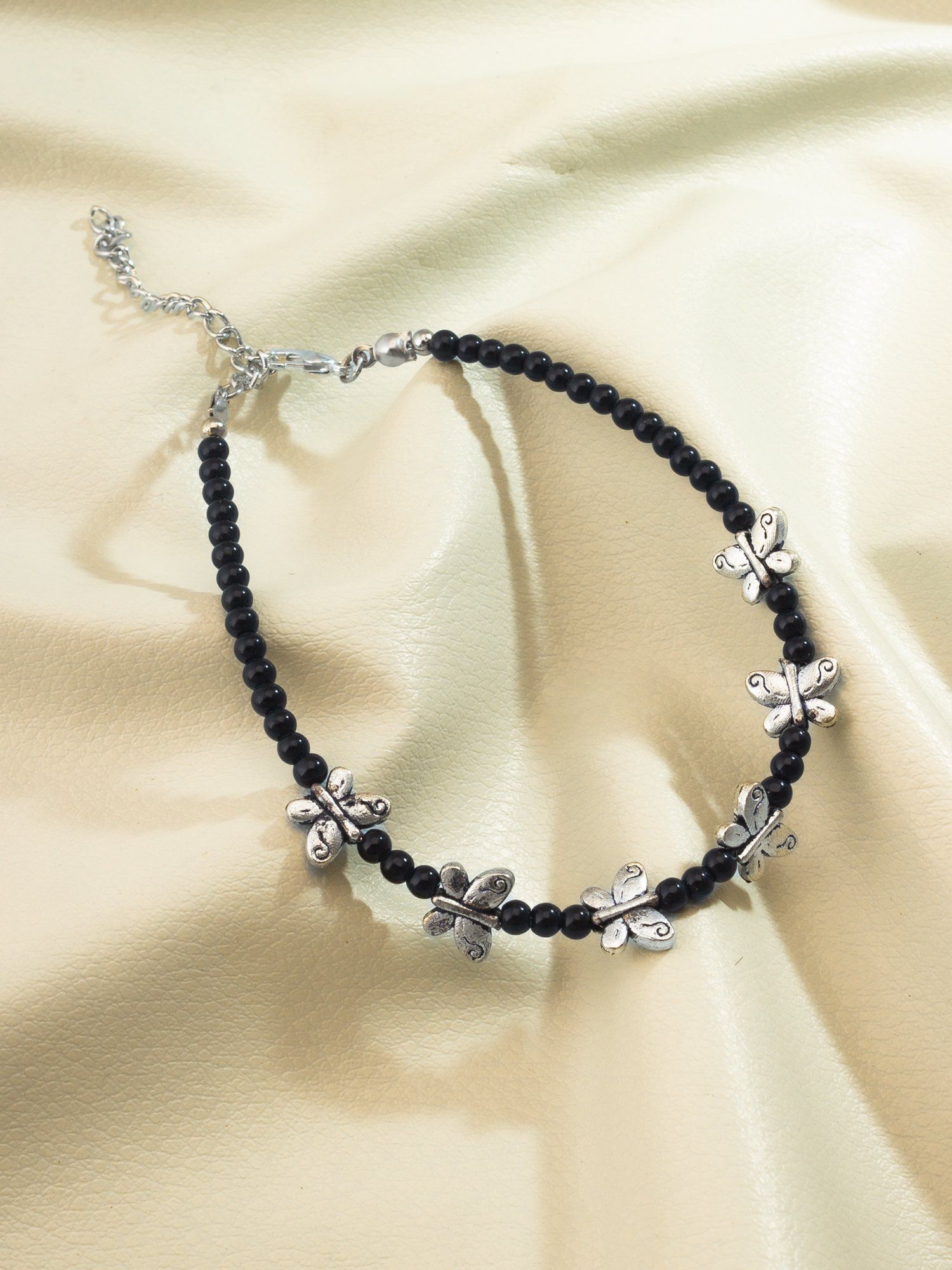 Morison Sleek Black Leather Anklet Bold and Modern