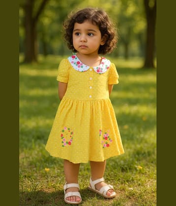 Clothe Funn Cotton Frock For Baby Girls ( Pack of 1 , Gold )