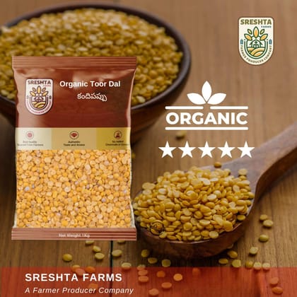Sreshta Farms Organic Toor Dal (Kandi Pappu) Unpolished Sreshta Farms Organic Toor Dal (Kandi Pappu) Unpolished