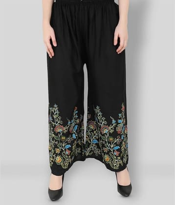 no br - Black Rayon Flared Women's Palazzos ( Pack of 1 )