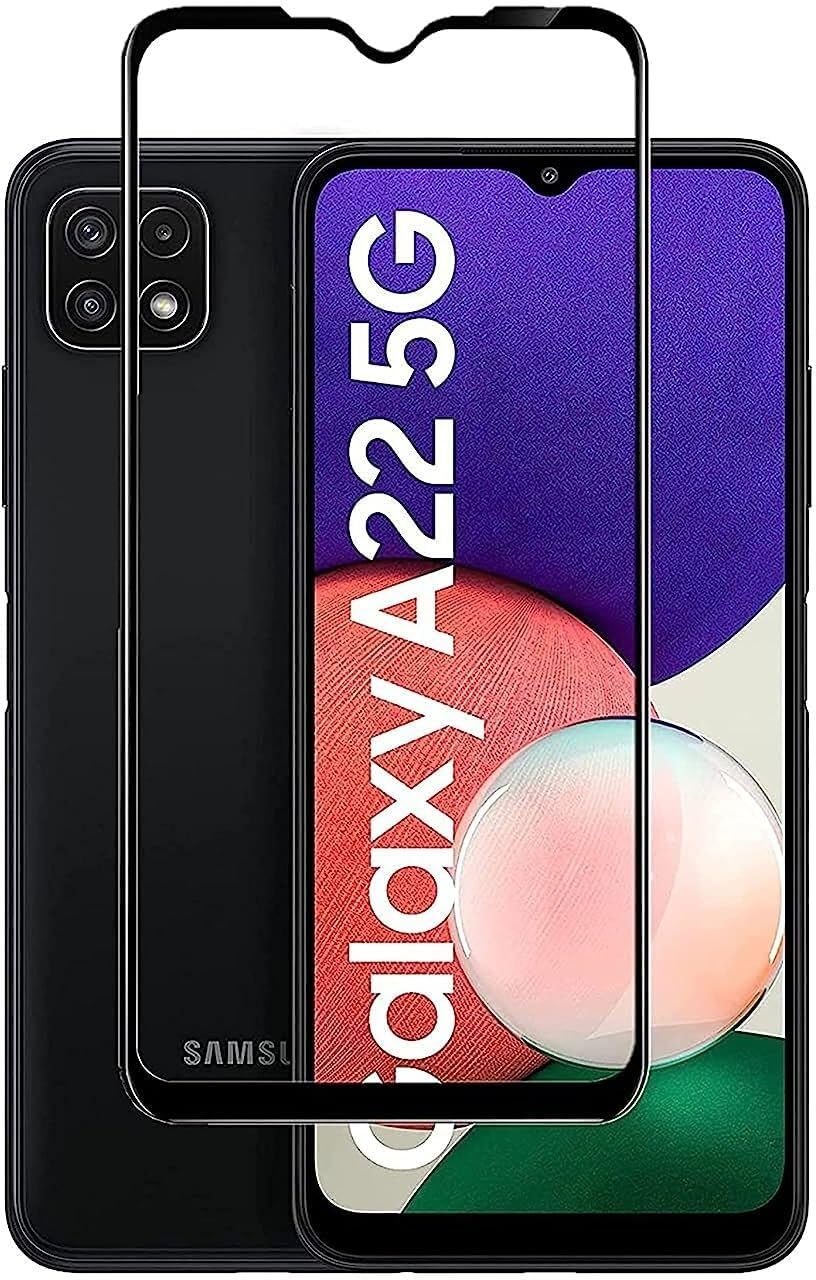 PLUGTECH Advanced Tempered Glass With Anti-Explosion 9H Hardness Edge-To-Edge Coverage Screen Guard for SAMSUNG A22 5G