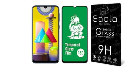 Saola 18D Tempered Glass With Inbuilt Airbag Borders For Samsung Galaxy M31S (Pack Of 1) With Free Installation Kit. Full Screen Protector - 6.5 Inch Saola 18D Tempered Glass With Inbuilt Airbag Borders For Samsung Galaxy M31S (Pack Of 1) With Free Insta