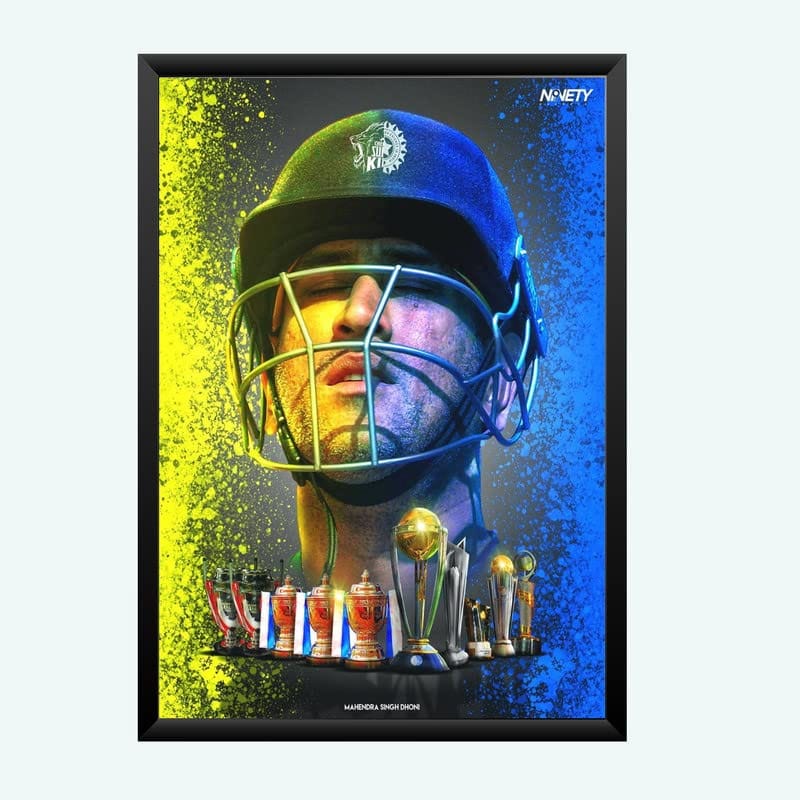 Nokkes Cricket IPL M.S Dhoni CSK Chennai Super King Team Photo Frame 8X12 Inch Size Photo Frame Photo Home Office_msd18