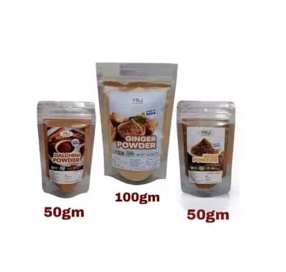 Ginger powder, dalachini (cinnamon) powder and jeera (cumin) powder Combo Pack