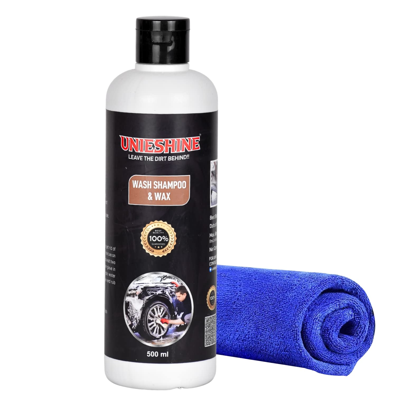 Unieshine Car Wash & Wax Shampoo for Car & Bike (500 Ml) with Microfiber Cloth