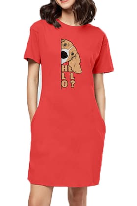 T-shirt Dress With Pockets - Basset Hound Hello (6 Colours) (Slim Fit)