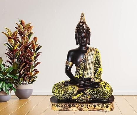 Polyresin Sitting Big Buddha Statue for aqurarium Tank,Good Luck,Living Room,Home décor,Garden, god Idol,Best showpiece,Gifting Items