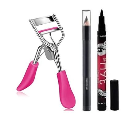 Elecsera Eyelash Curler & 36H Deep Black Liquid Eyeliner Professional Set of 3 Makeup (3 Items in the set)