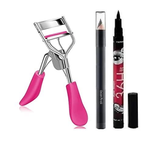 Elecsera Eyelash Curler & 36H Deep Black Liquid Eyeliner Professional Set of 3 Makeup (3 Items in the set)