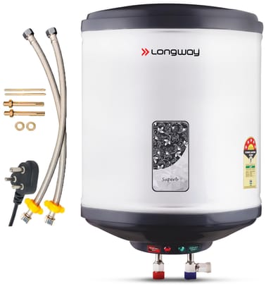 Longway Superb 35 Liters 5 Star Rated Automatic Storage Water Heater for Home | Water Geyser | Electric Geyser with Multiple Safety System & Anti-Rust Coating | 5 Years Warranty on Tank | Gray Longway Superb 35 Liters 5 Star Rated Automatic Storage Water