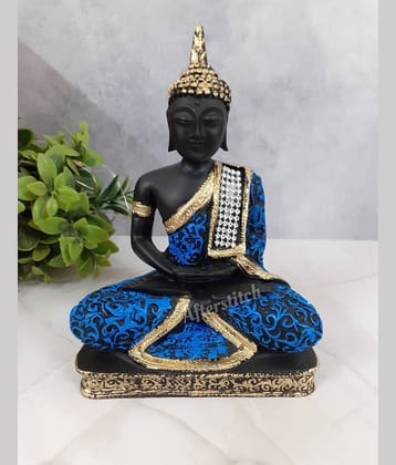 AFTERSTITCH Maditation buddha idol for home office decor showpiece Lord Gautam Budh Green  (Pack of 1)