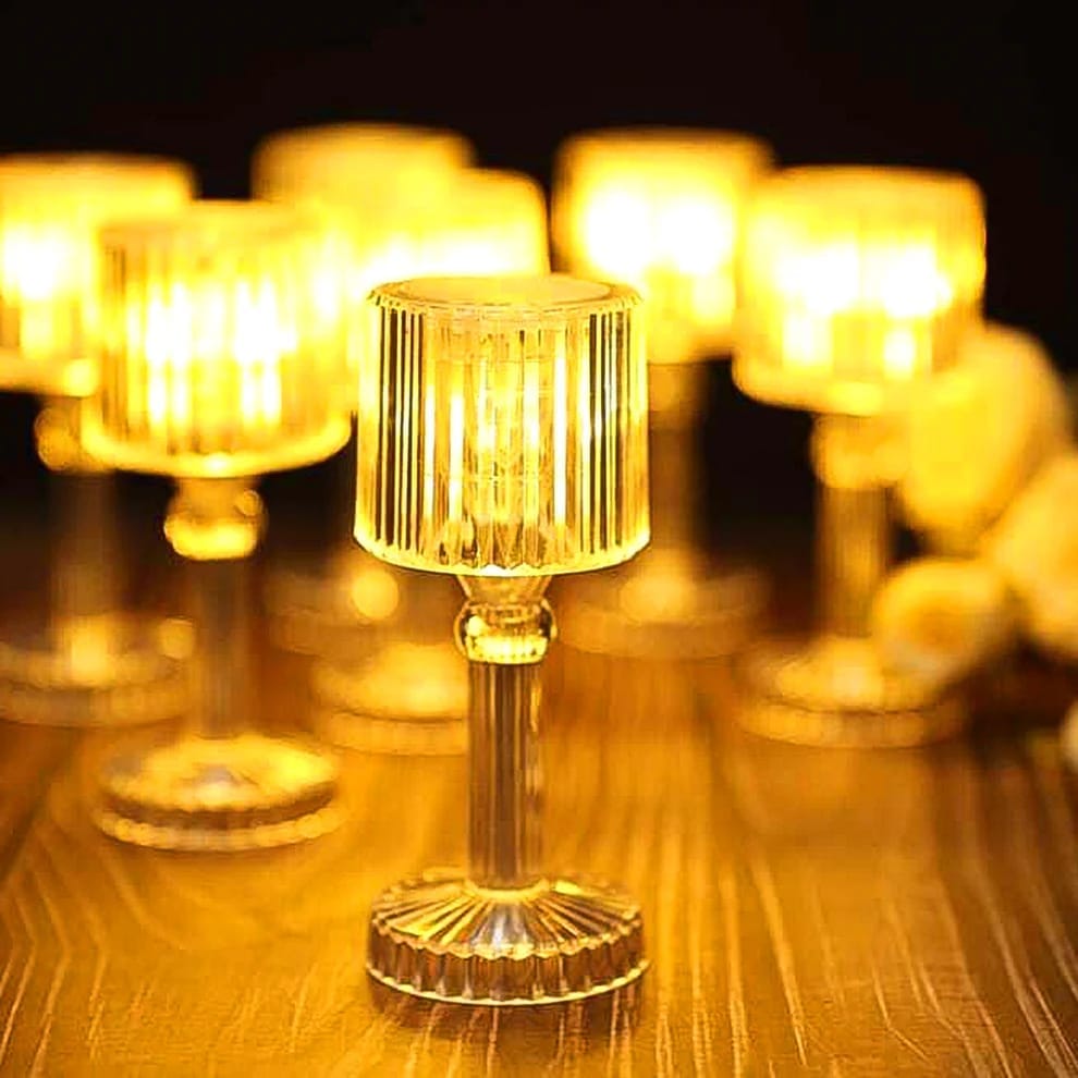 Mini Acrylic LED Desk Lamps Table Lamp Portable Crystal, Diwali (1 Pc / Small)