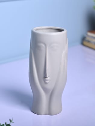 Grey Glossy Ceramic Vase - Contemporary Sophistication