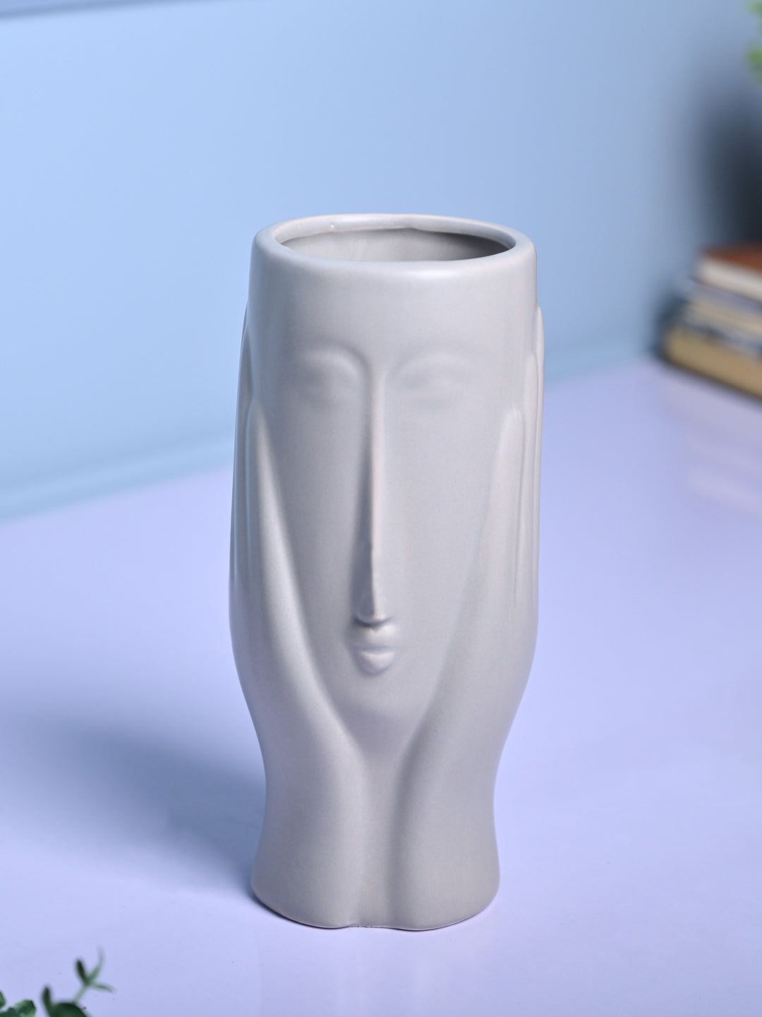 Grey Glossy Ceramic Vase - Contemporary Sophistication