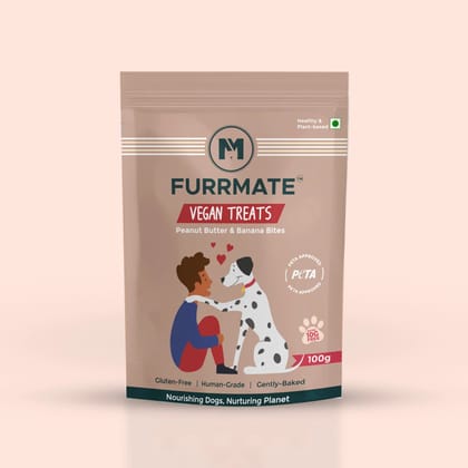 FURRMATE Vegan Dog Treats I Peanut Butter & Banana Bites  100 G PACK OF 2