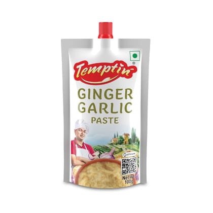 Temptin Ginger Garlic Paste 100g x 5 Packs | Pack of 5 | Fresh & Flavorful Ginger Garlic Blend | Hygienically Packed, Ready to Use Paste for Cooking, Gravies, Marinades & Daily Indian Kitchen Needs Temptin Ginger Garlic Paste 100g x 5 Packs | Pack of 5 | Fresh & Flavorful Ginger Garlic Blend | Hygienically Packed, Ready to Use Paste for Cooking, Gravies, Marinades & Daily Indian Kitchen Needs