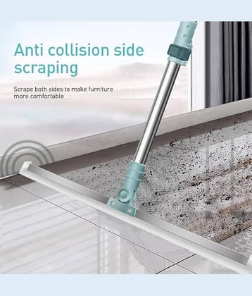 Purple Dust Wiper Mop for Floor Cleaning Heavy Duty Magic Broom Sweeper Silicon Floor Wiper with Stainless Steel Extendable Handle